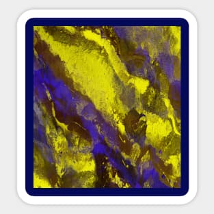 blue gold and yellow painting artwork  abstract art from nature Sticker